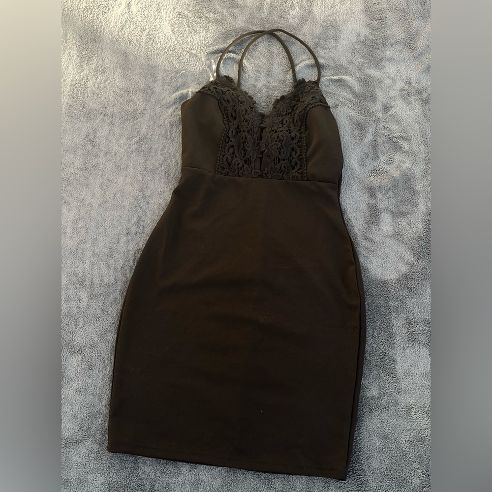 Black & Lace Mini Dress | S